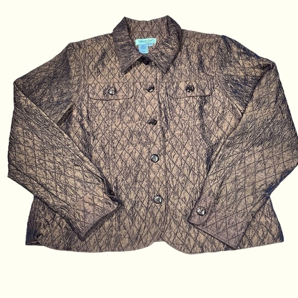 COLDWATER CREEK Copper Brown Diamond Quilted Button Front Jacket Size L - Picture 6 of 16